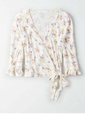 American Eagle Outfitters Soft and Sexy Floral Wrap Top - Size M